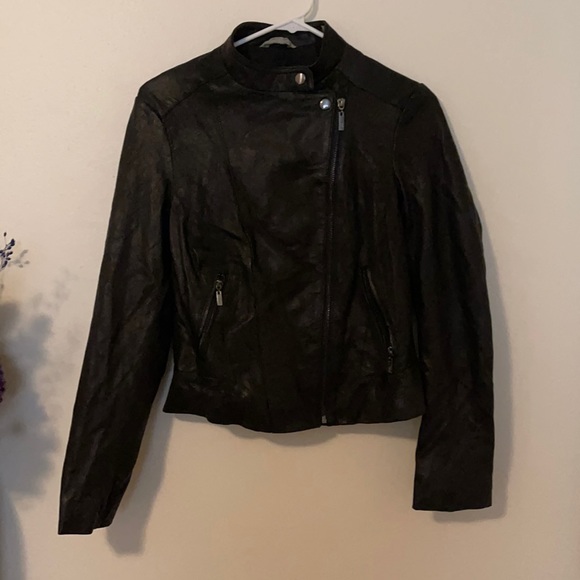Cole Hahn Black Genuine Leather Jacket - Picture 1 of 10